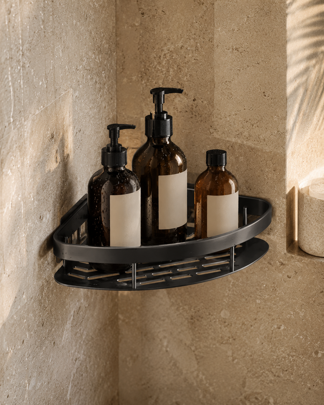Étagère de douche d'angle adhésive sans perçage en acier inoxydable