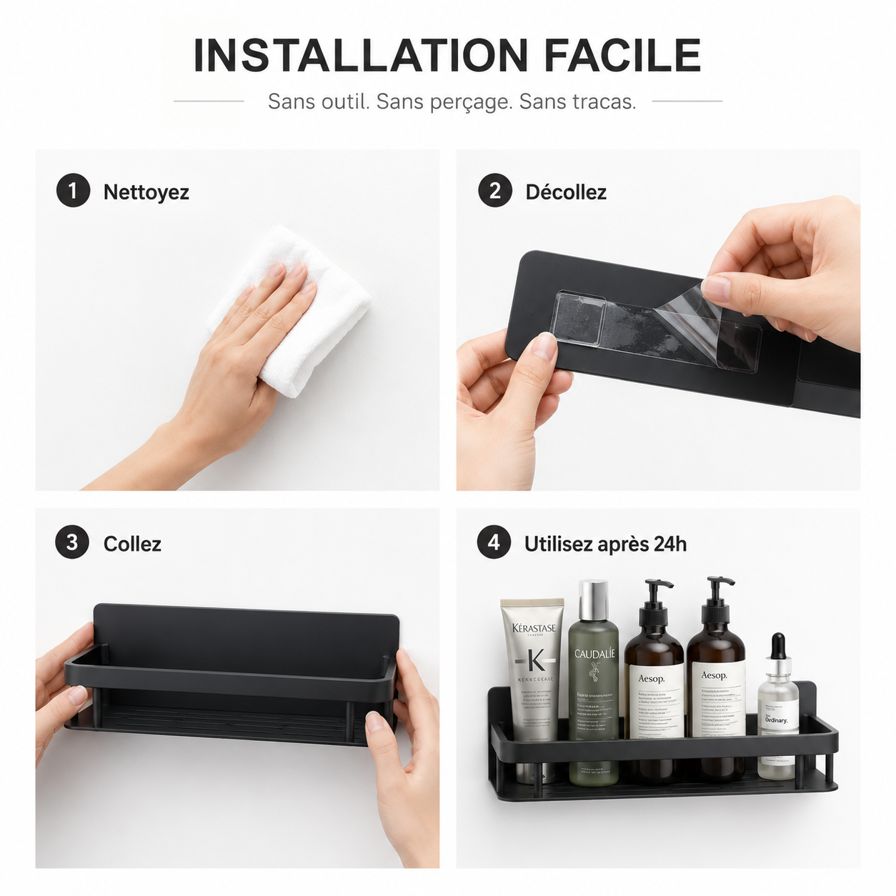 Étagère Douche Murale Élégance — Sans Perçage